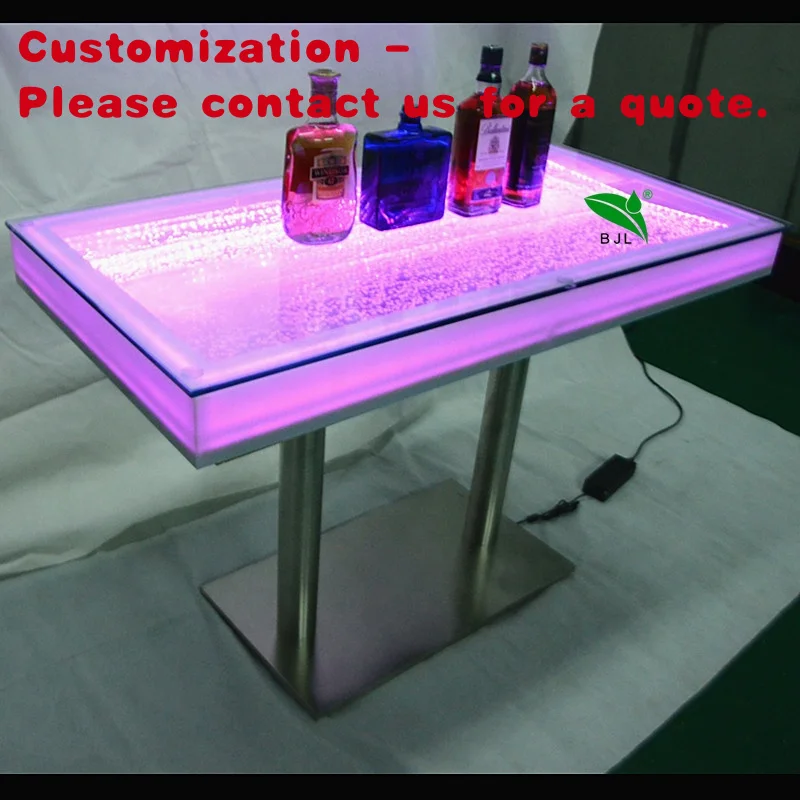 

custom.Night Club Led bar Furniture Glowing Aquarium Bubble Tabletop bar Table