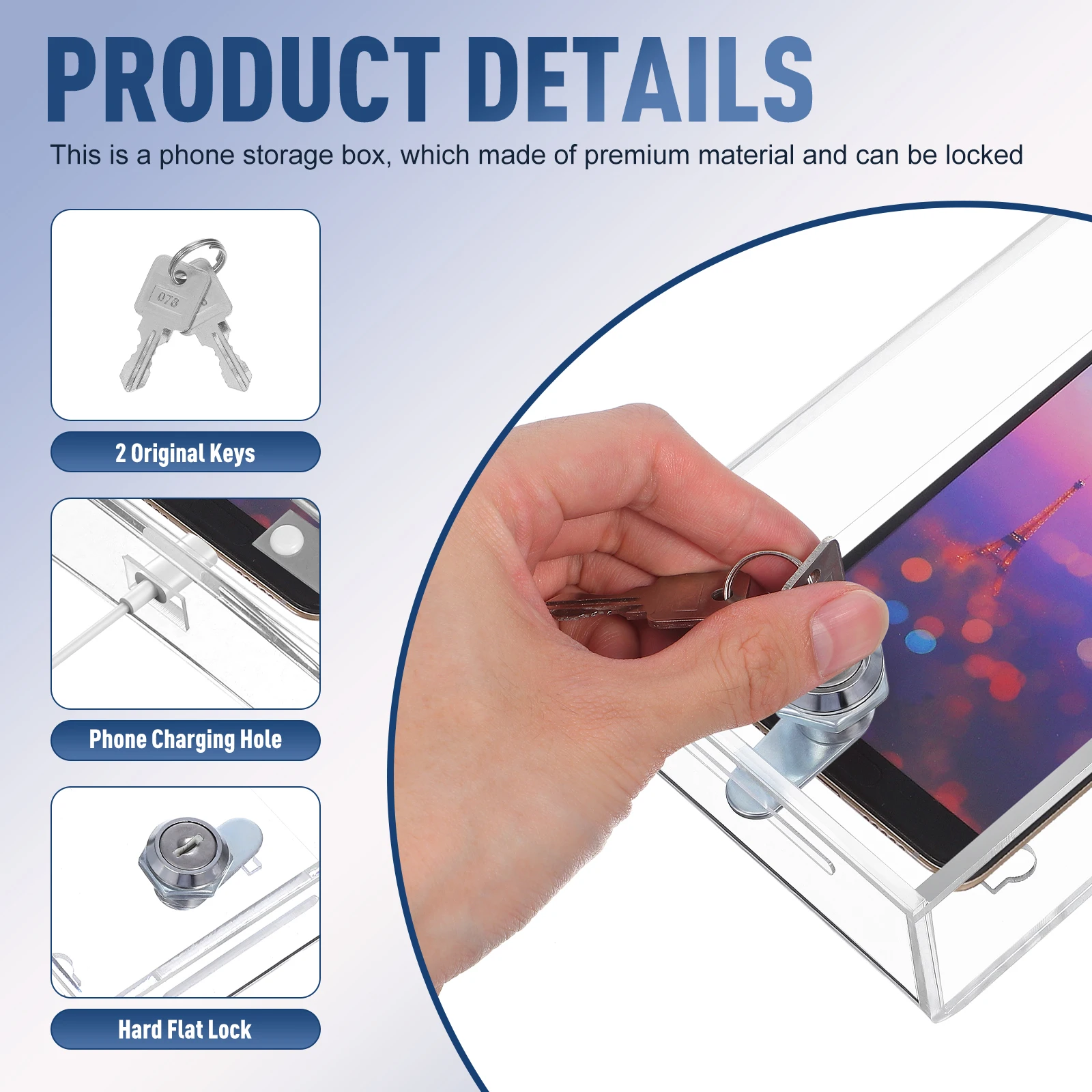 Strong Transparent Phone Lock Box for Adults Cell Phone Cage with Ventilation Holes for Study Work Time