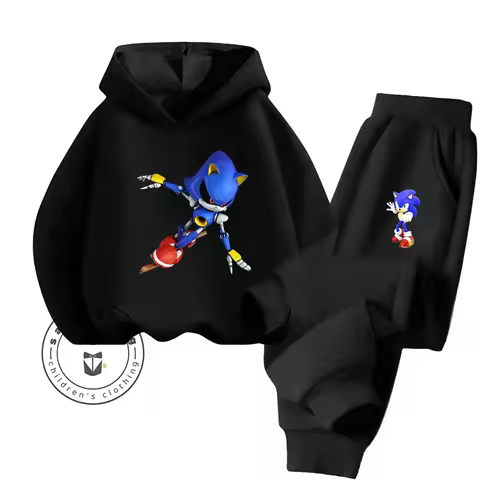 2D Fashion Sonic Cartoon Printed Hoodie Set 2025 New For Children Teenagers Boys Girls Casual Hot Sale Autumn Winter