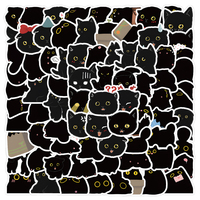 10/30/50/100PCS Cartoon Black Cat Briquette Stickers Kawaii Aesthetic Decoration Sticker Notebook Luggage Graffiti Decal Kid Toy