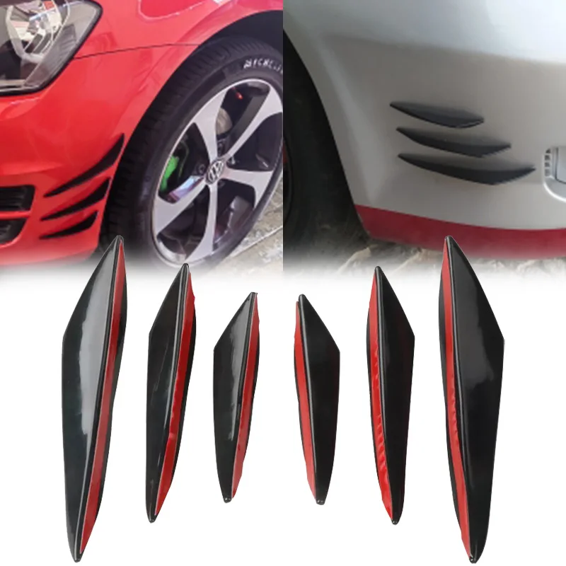 6PCS Universal Carbon Fiber Rubber Car Bumper Lip Splitter Front Rear Diffuser Spoiler Wing Anti-Scratch Protection Guard
