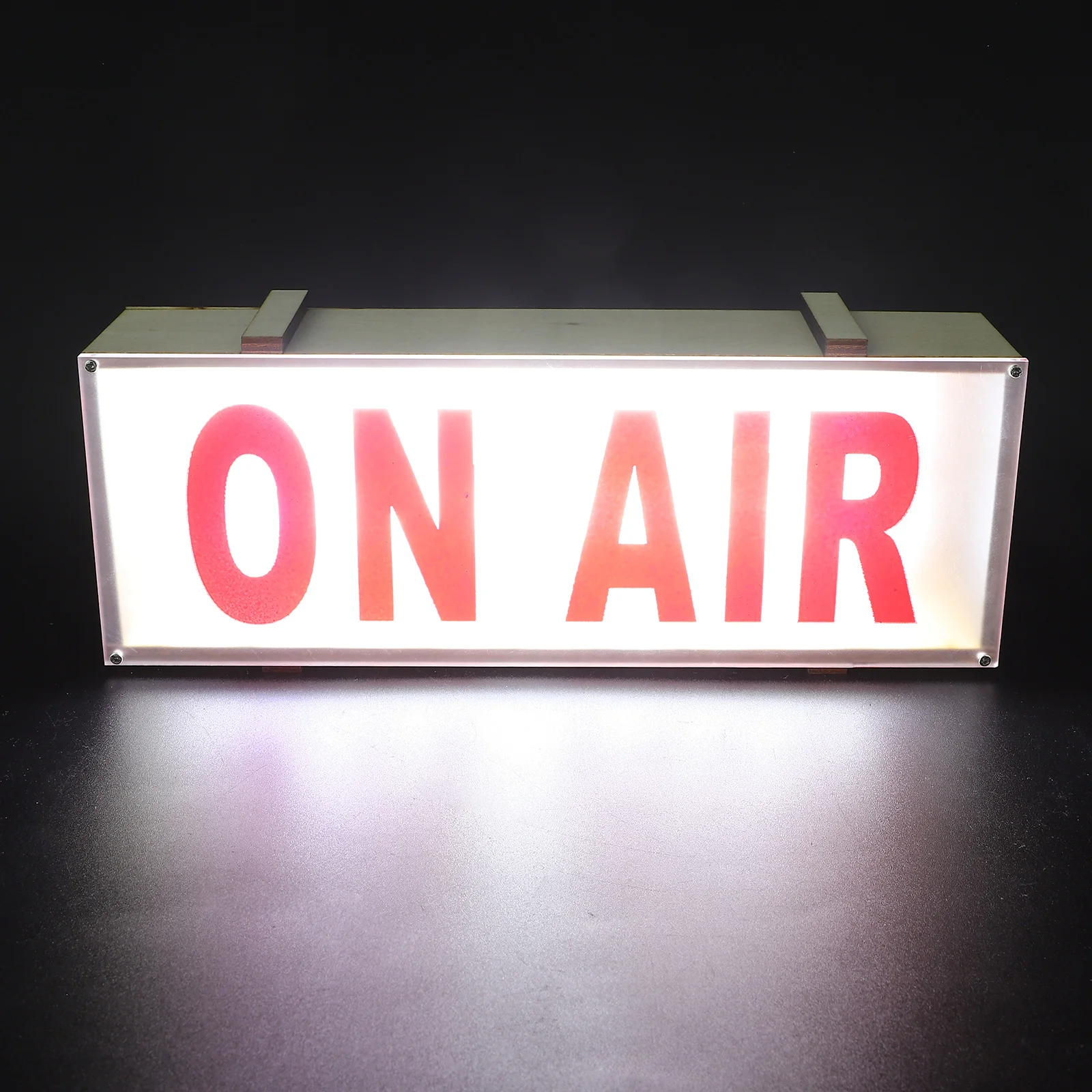 Solid Wood Light Box Night Decor Led Sign Red Color Recording Office Desk Warm Atmosphere No Glare Eye Protection