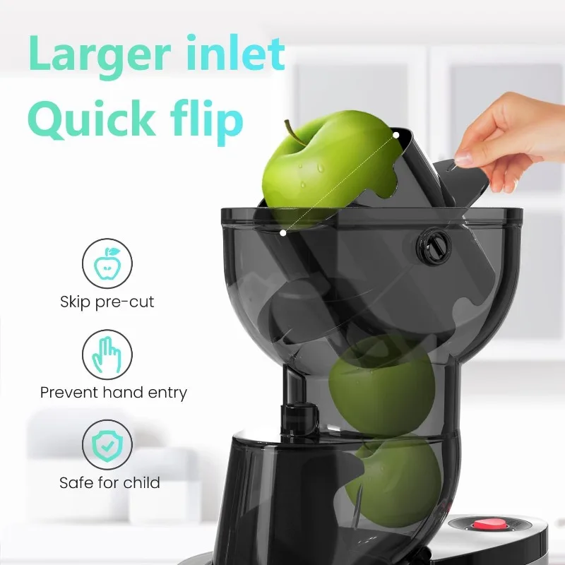 Masticating Juicer Machines, 3.5-inch (88mm) Powerful Slow Cold Press Juicer with Large Feed Chute