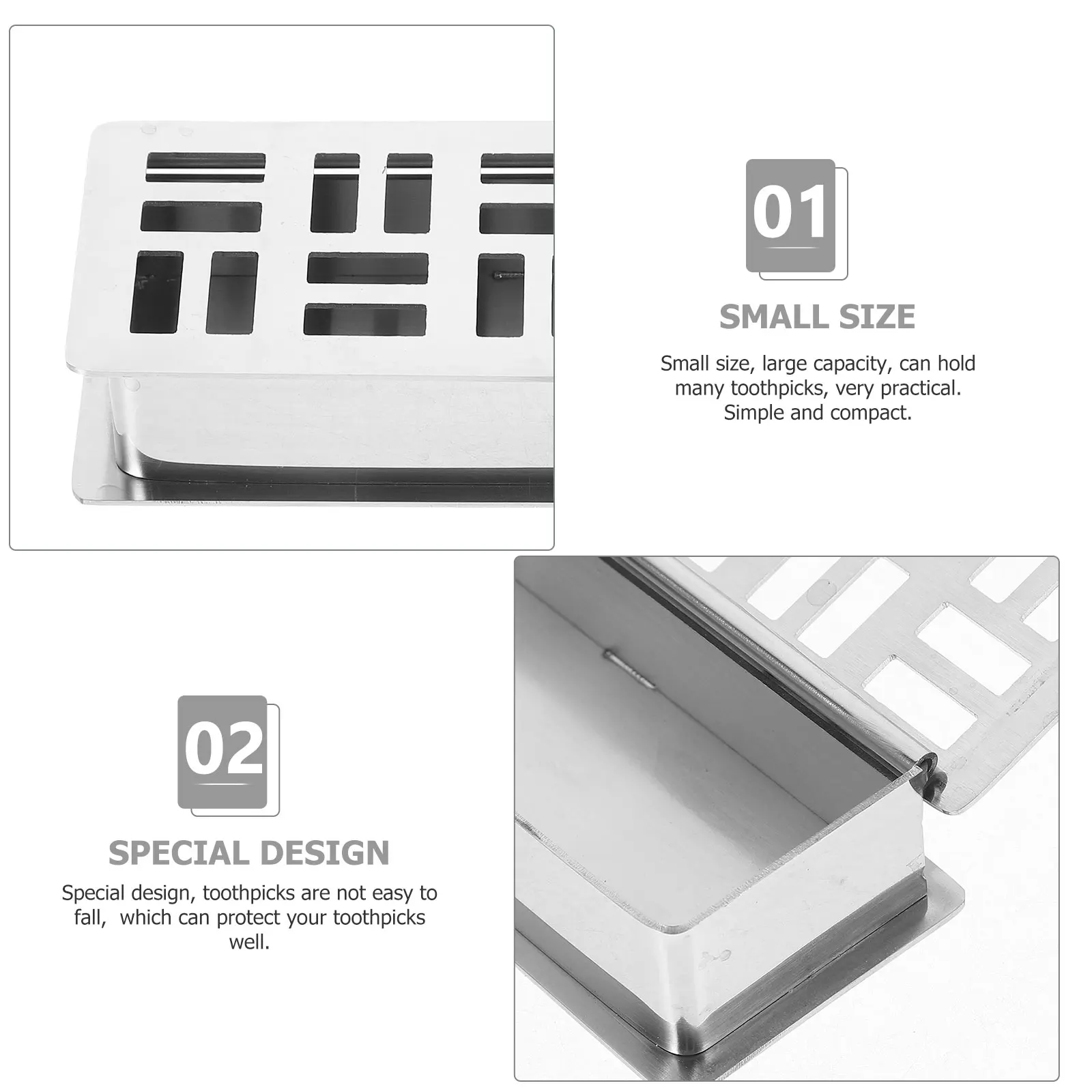 

Stainless Steel Toothpick Holder Small Size Large Capacity Toothpick Storage Box Practical Appetizer Toothpicks Holder Portable