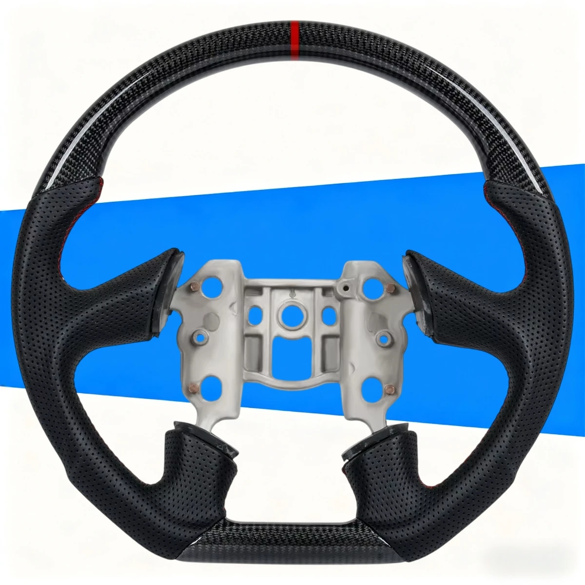 

Carbon Fiber Steering Wheel For Chevrolet CHEVROLET Corvette C6 4 Spoke 2005 Perforated Leather No Airbag D-Shape Racing Wheel