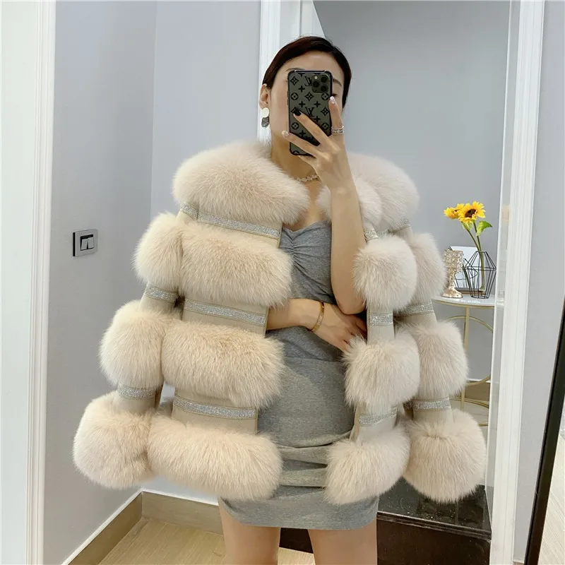 Fangtai 2023 Fashion Natural Real Fox Fur Coat Women Fur coat Winter Warm Luxury Fur Jacket Plus Size Female Vest Saga Furs