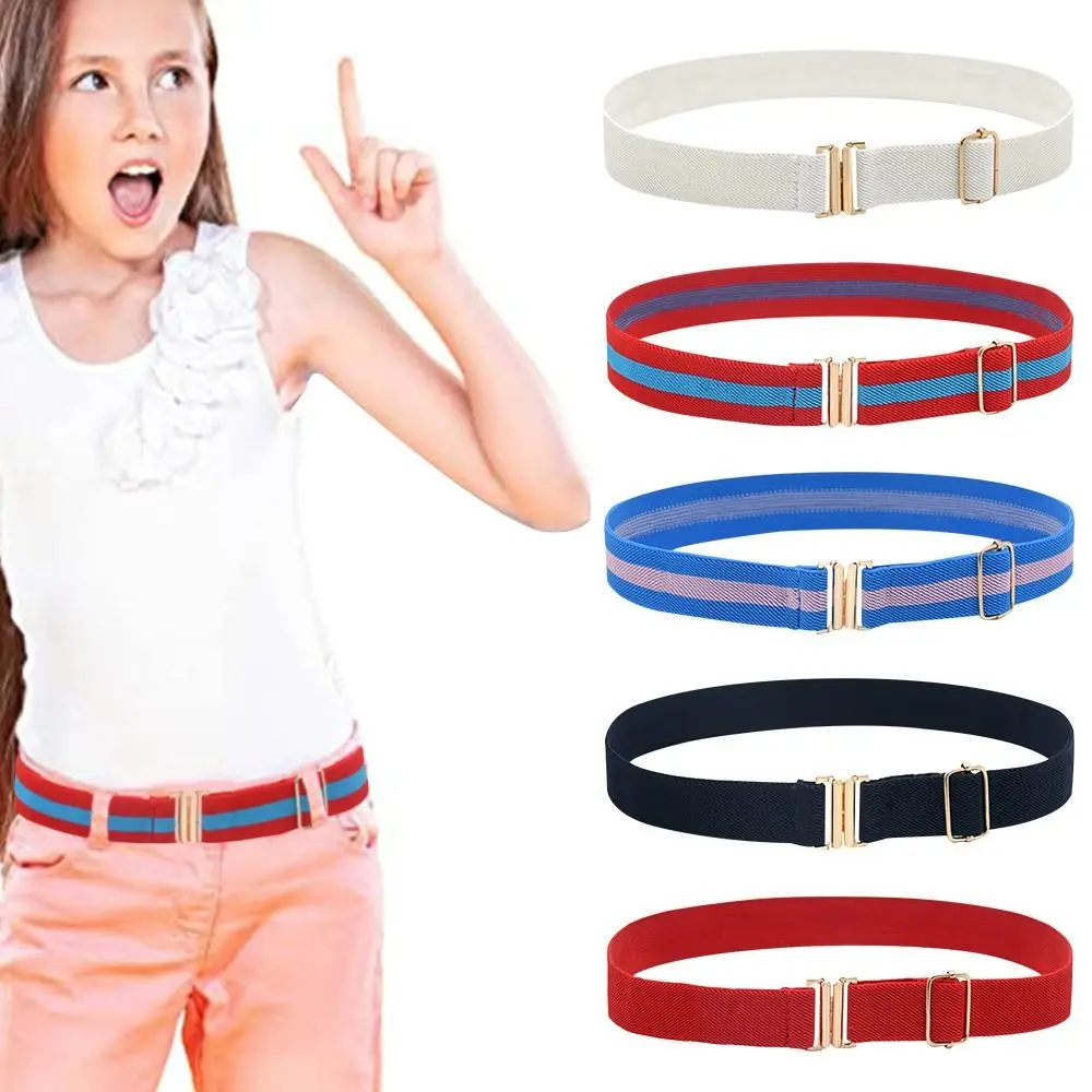 Stretch Dress Decoration Children Elastic Belts Opposite Buckle Waist Belt Waistband