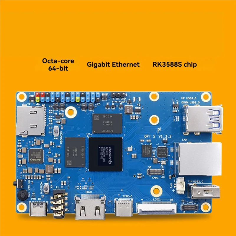 ABMF-Orange Pi 5 4GB RK3588S PCIE 모듈 + 알루미늄 합금 케이스 Wifi + BT SSD 기가비트 이더넷 보드, 안드로이드 데비안 OS 실행 가능