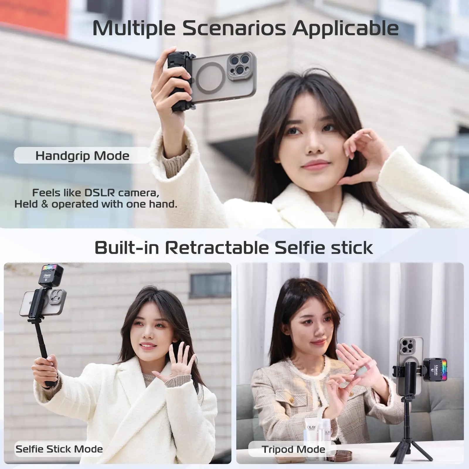 Folding Bluetooth Selfie Stick Built-in Tripod 360 Rotation Pocket-Size Smartphone Holder Video Stabilizer Live Shooting Bracket