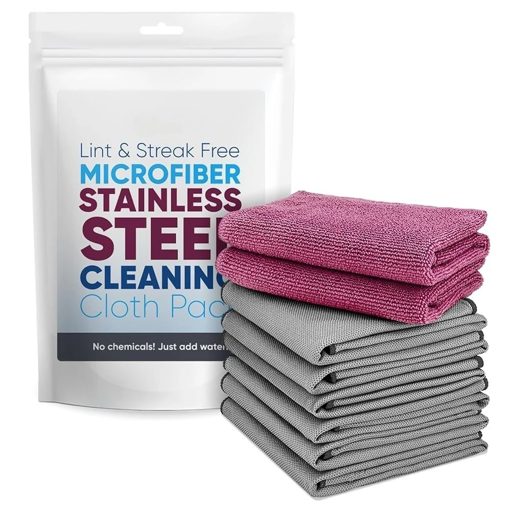 

Claro Stainless Steel Cleaner Cloth 8-Pack – Microfiber Cleaning Cloths for Appliances, Sinks & Fridge | Lint-Free Streak-Fre