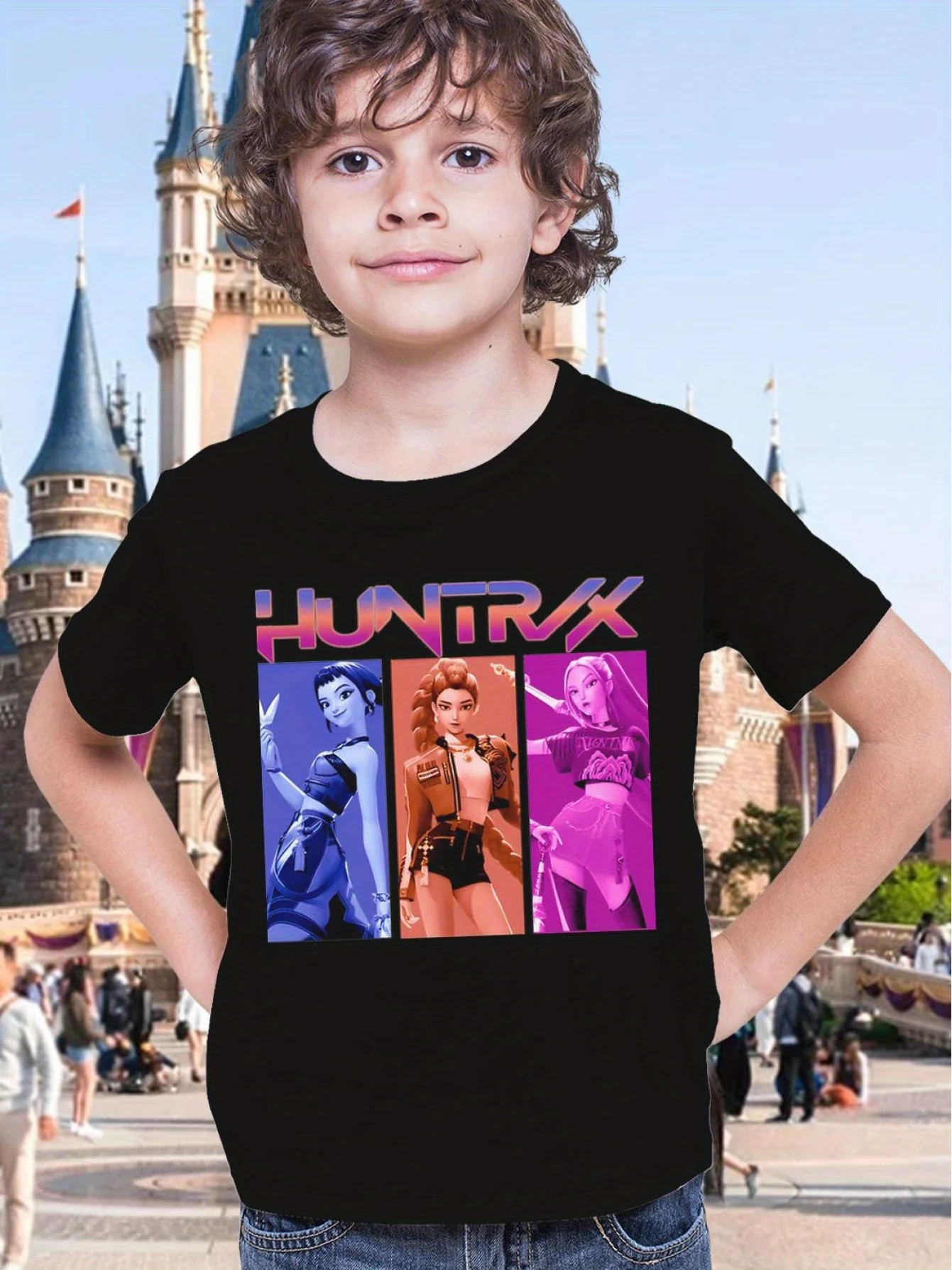 

Vintage KPop Demon Hunters Print T-Shirt Anime Short Sleeve Tee Summer Girl Boy Shirt Casual Tops Crewneck Clothing
