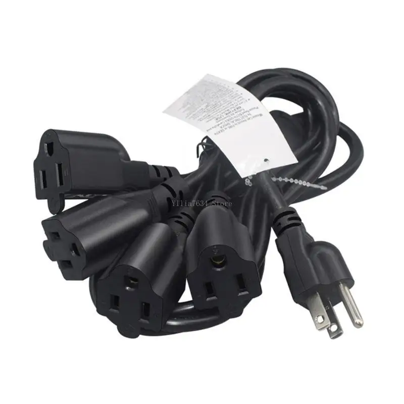 1 to 4 Way Outlet Adapters NEMA 5-15P to 4x NEMA 5-15R with 16AWG 3Prong Cable Power Cord Extension Y Splitters