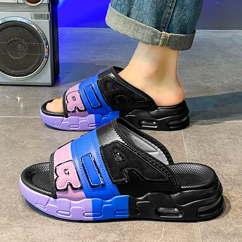 2024 New Colorful Personalized Men\'s Summer Sandals Outdoor Thick Sole Versatile Beach Anti Slip Brand Designer Fashion Slippers