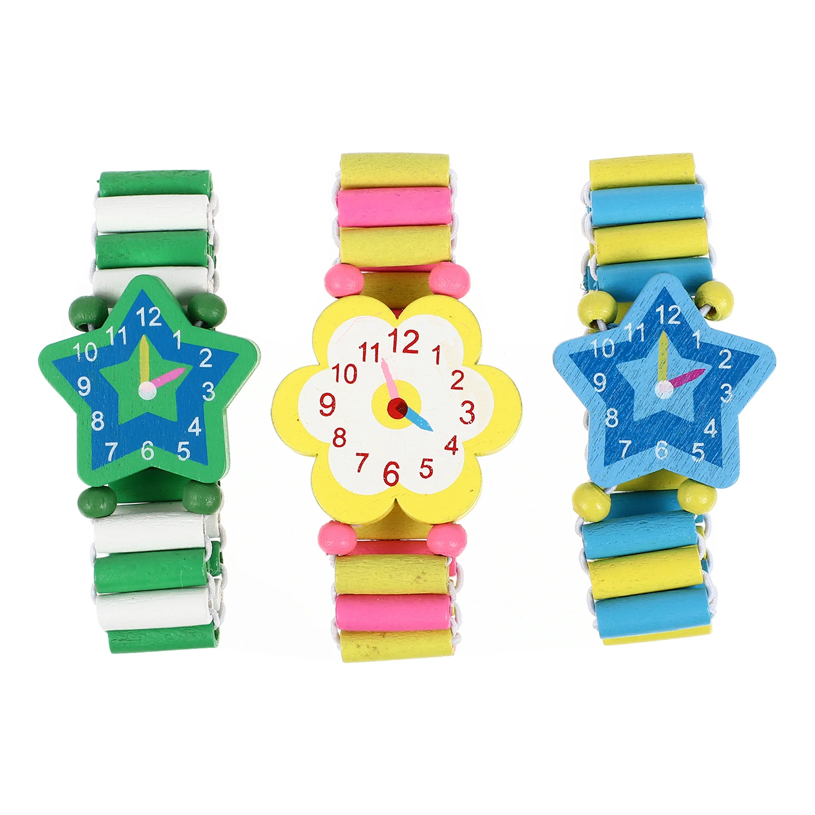 3 PCS Kids Watch Cartoon Ristwatches Wood Crafs Simulation Wristwatches Modeling