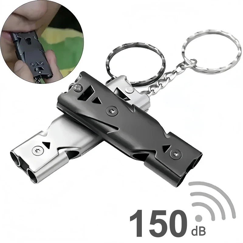 

Portable Survival Whistle Keychain–High Decibel,Emergency Whistle for Outdoor,Camping&Hiking–Double Tube Design,Safety Alarm