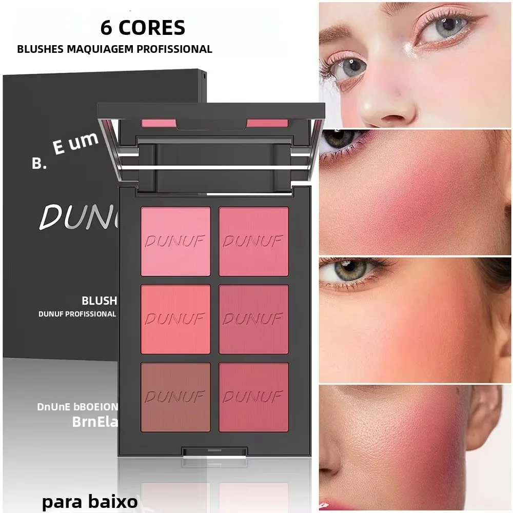 Paleta do konturowania twarzy z 6 kolorami, puder do konturowania, paleta do makijażu, róż, bronzer do twarzy, kosmetyki kolorowe