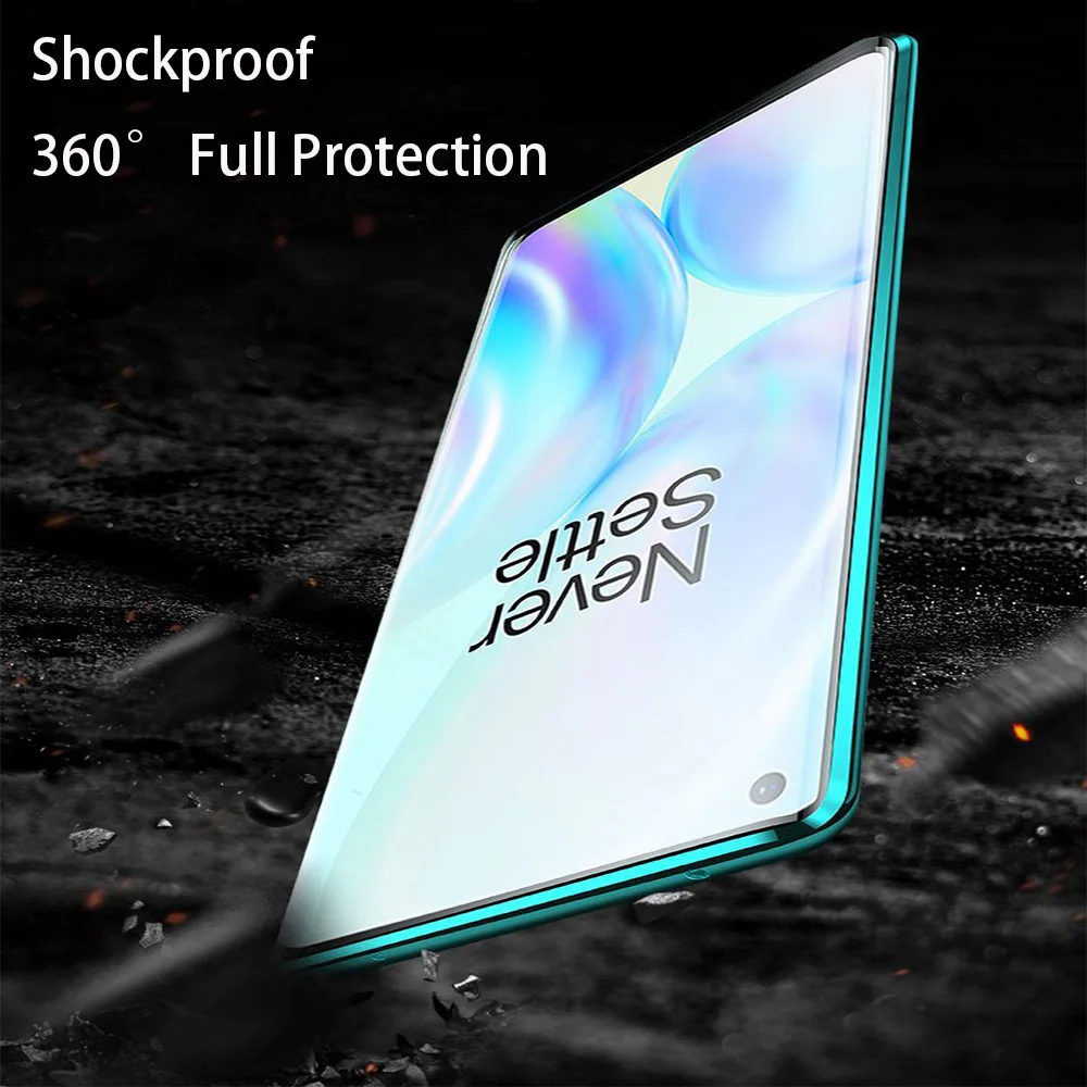 حافظة مغناطيسية لهاتف Oneplus 8 Pro حافظة مزدوجة من الزجاج المقسى غطاء شفاف لهاتف Oneplus One plus 7 Pro حافظة 360 درجة حماية كاملة