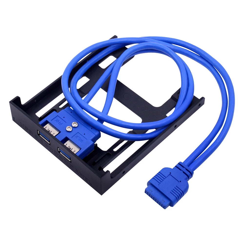 2 Ports USB 3.0 Front Panel Floppy Disk Bay 20 Pin USB3.0 Hub Expansion Cable Adapter Plastic Bracket for PC Desktop