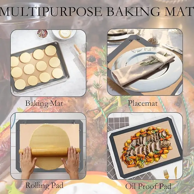 2 in 1 Silicone Baking Mat Corner Clip Silicone Leak Proof Basket Silicone Baking Mat With Buttons Reusable Baking Sheet