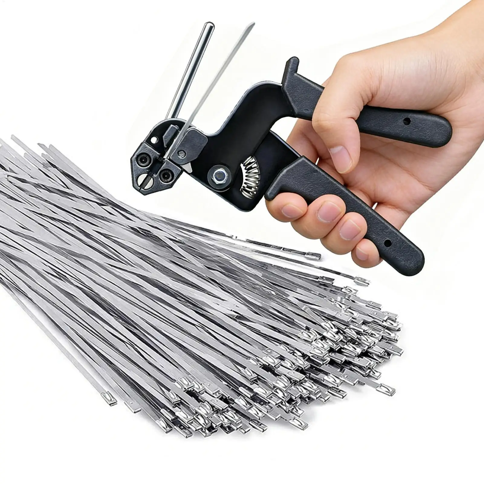 Metal Zip Ties 100 Pieces Heavy Duty Self-Locking Multi-Purpose Exhaust Wrap Binding Cable For Machinery Vehicles Farm Pipe Roof