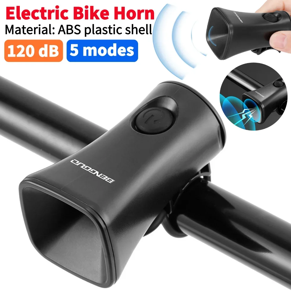 

Electric Bike Horn Loud Bike Bell Rechargeable Bicycle Handlebar Alarm Ring Bell 5 Sound Modes Cycling Scooter Bike Accessories