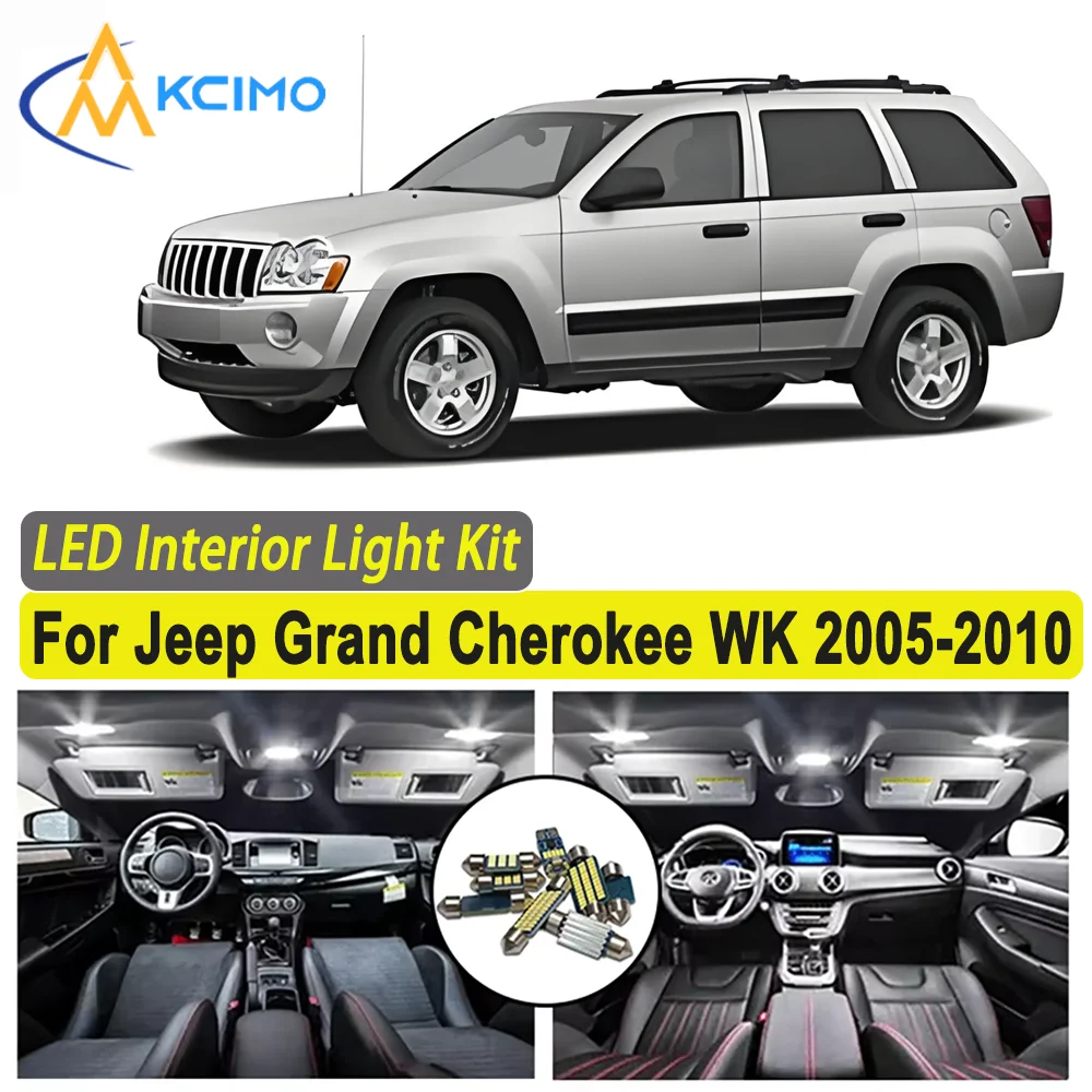 

Kcimo LED For Jeep Grand Cherokee WK 2005 2006 2007 2008 2009 2010 Premium Bright LED Interior Dome Map Trunk Light Kit Car Led