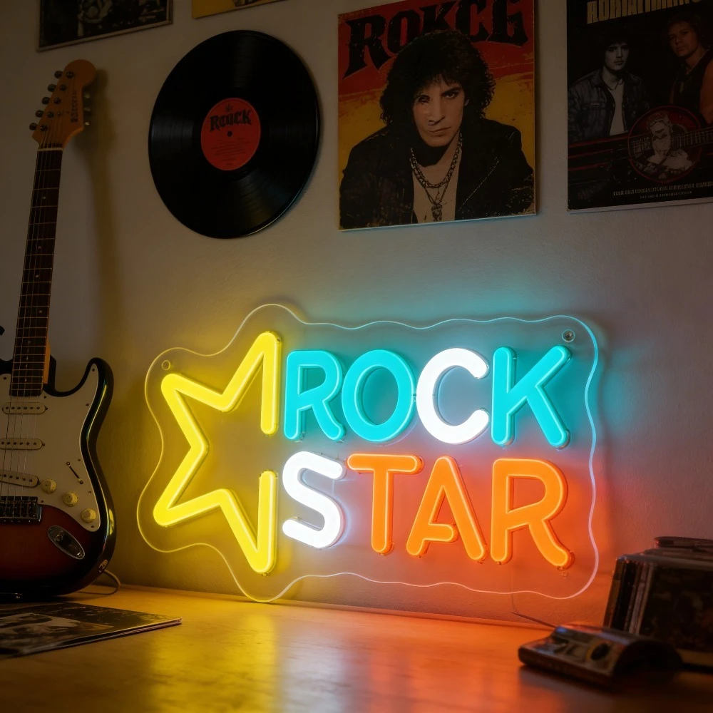ロックスター-ネオンサイン-カスタム-カラフル-led-ネオンライト-音楽室装飾-ロックバンド-バー-ウォールアート-マンケーブ-ギタリスト-ロッカーへのギフト
