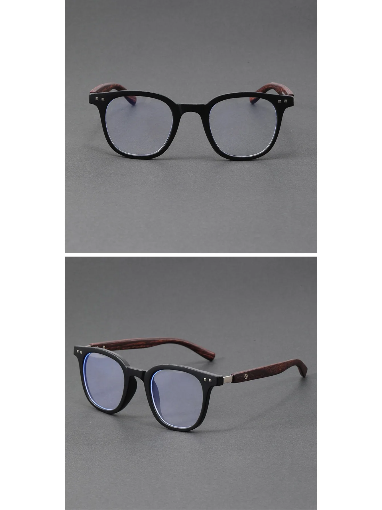 Trendige TR90-Brille mit Anti-Blaulicht-Holzmaserung, für Herren und Damen, großes Quadrat, Blue Ray-Blockierung für Computer-Glasrahmen F83026 – Detail 5