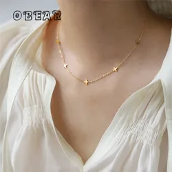 Stack Simple Flowers Stainless Steel Gold Color Necklace for Women 18K PVD Plated Chic Jewelry