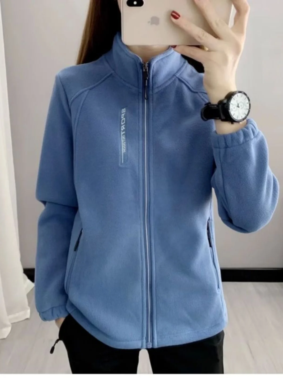 Damen Thi Stehkragen Mehrfarbig Jaet Loose Fit Long Sve Reißverschluss Street Sle Spring Oberbekleidung