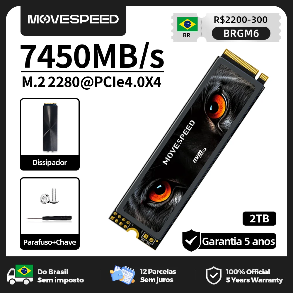 Movespeed 7450 mb/s 2tb 4tb ssd m.2 2280 pcie 4.0x4 unidade de estado sólido chip tlc disco rígido interno para ps5 pc portátil