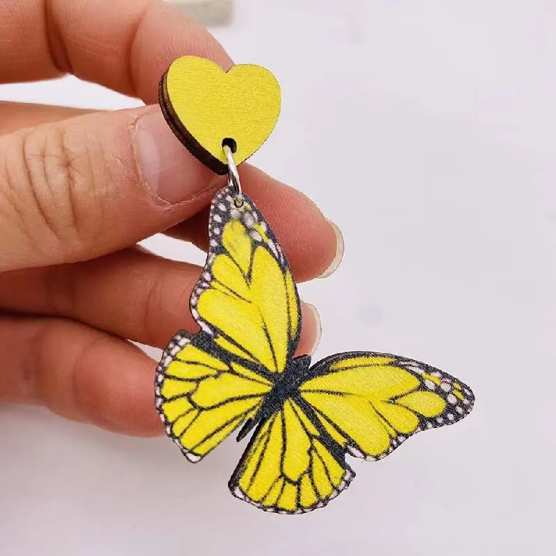 Women’s Cicada Butterfly‑Inspired Transparent Wing‑Shape Drop Earrings, Trendy Elegant Daily Statement Jewelry