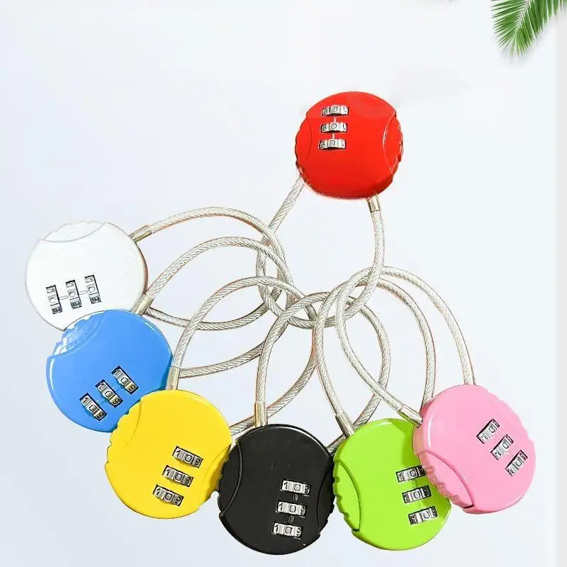 3 Digit Cable Combination Padlock Flexible Wire Password Lock Anti Theft Security Lock For Luggage Backpack Travel Cabinet Use