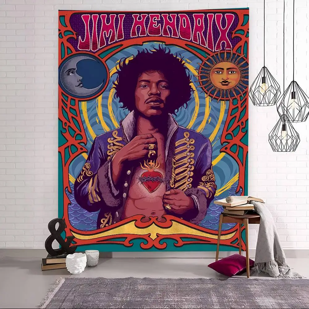 J-JIMI H-HENDRIX Wandteppich für Wohnzimmer, Zuhause, Wohnheim, Dekoration, japanischer Wandteppich