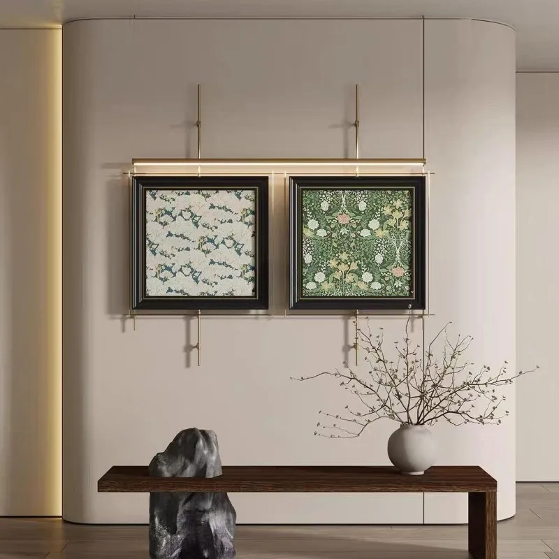 Light luxury metal pole lighting decoration painting living room hotel villa background wall model room national style home