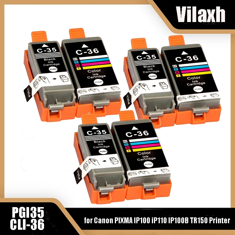 

vilaxh PGI-35 PGI35 CLI-36 CLI36 Color Compatible Printer Ink Cartridge for Canon PIXMA IP100 iP110 IP100B TR150 Printer