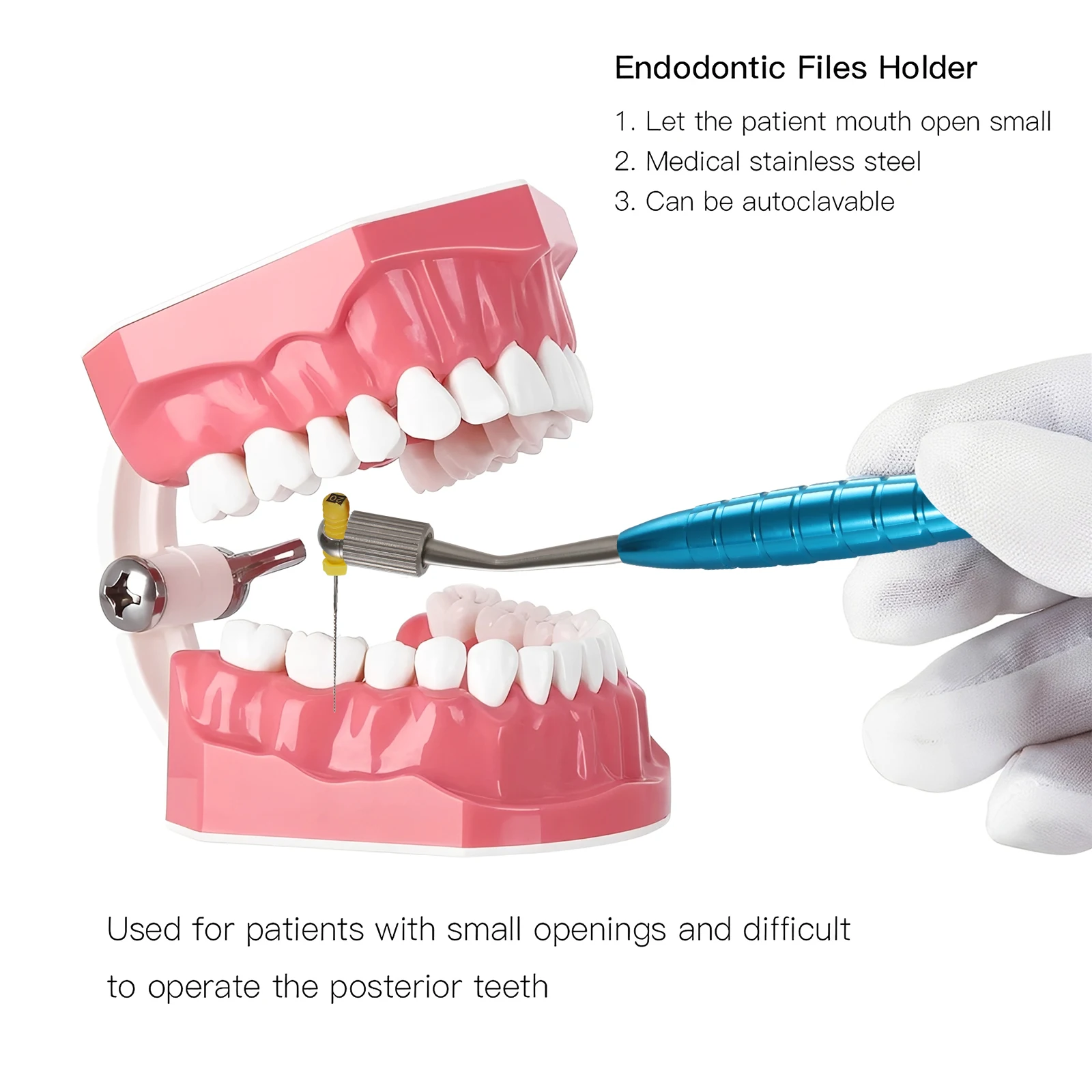

1-20 шт. Держатель для эндодонтических файлов K-типа, ручной, из нержавеющей стали, для корневых каналов, с эргономичной рукояткой, автоклавируемый