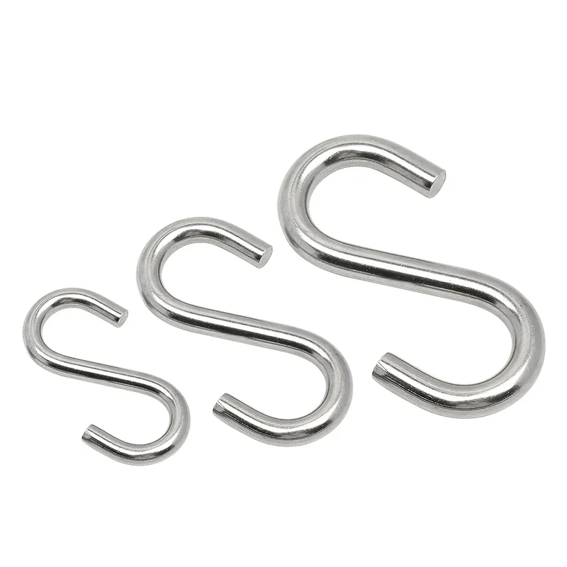 304 الفولاذ المقاوم للصدأ S-شكل هوك M2 M3 M4 M5 M6 M8 M10 ل تخزين الرف شماعات حامل المنظم المنزل المطبخ الحمام المنزلي