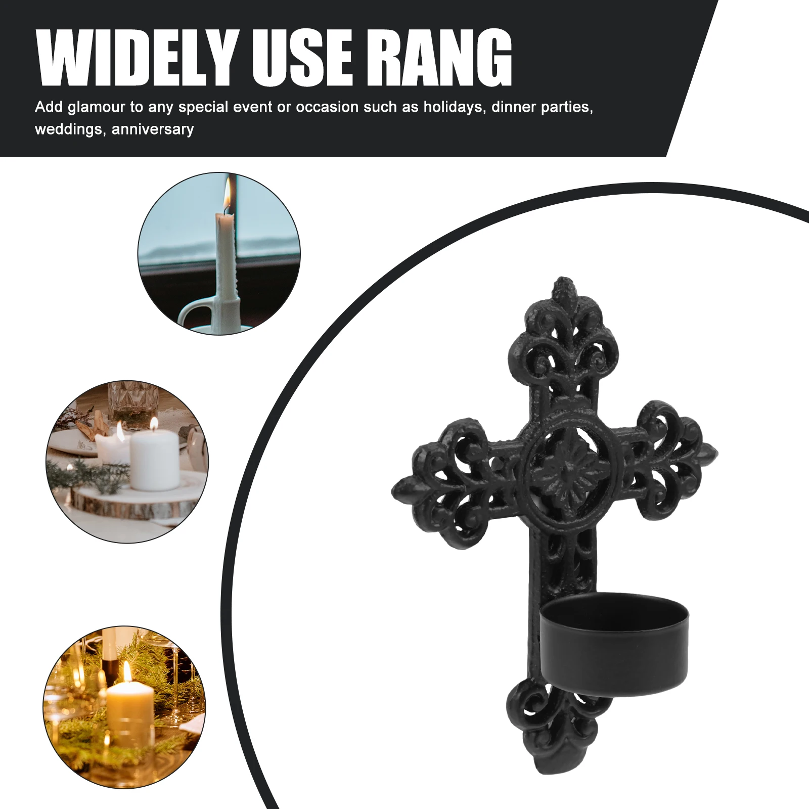 

2Pcs European Candlestick Black Metal Wall Sconce Bracket Living Room Wedding Decor Iron Holder Retro Ornament
