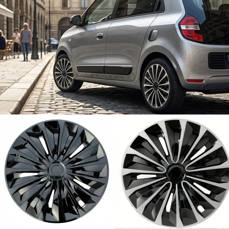

4Pcs 15 Inch Universal Car Wheel Hubcaps Glossy Black Silver Hub Caps Rim Cover Skin Automotive Tires Protection Accessories Set