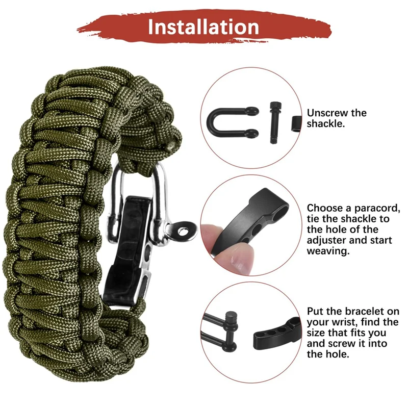 

10 шт., пряжка для браслета из паракорда, пряжка для браслета из паракорда, пряжка для браслета для выживания, черный