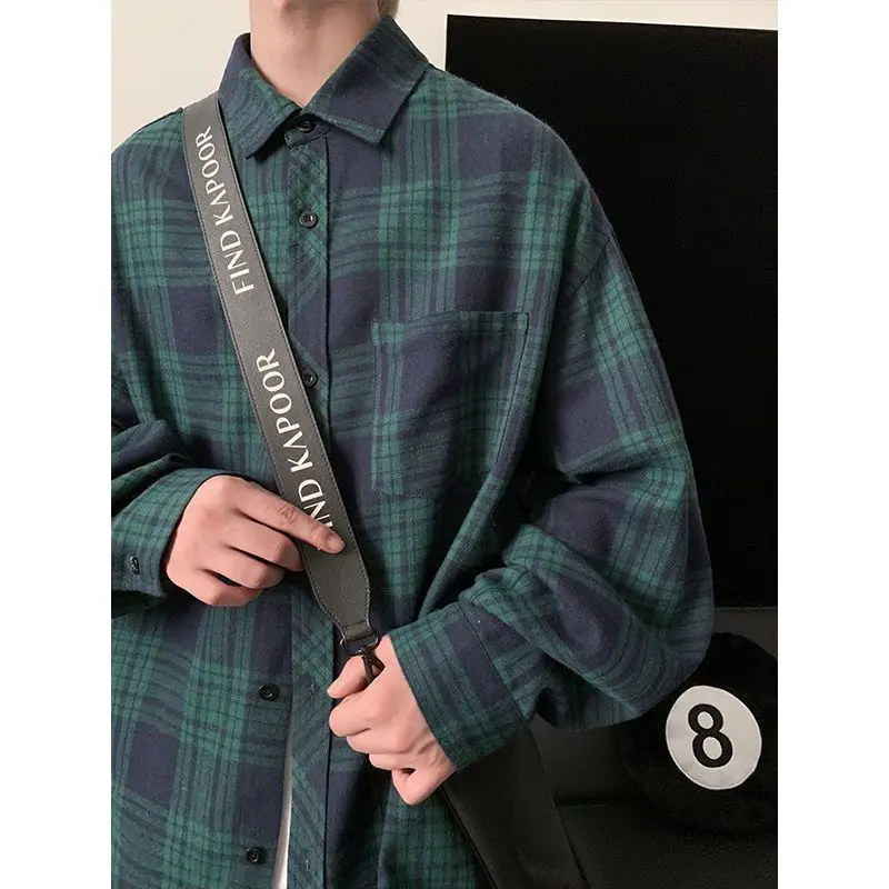 

New Plaid Shirt Long -sleeved Retro Top Jacket