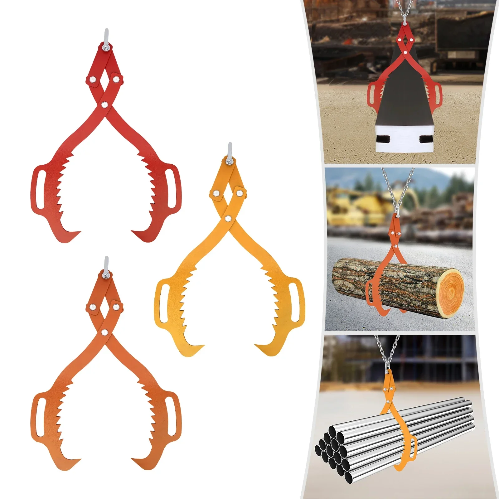 2 Serrated Claw Hook,Log Lifting Tongs, Heavy     Grapple Timber Claw,Lumber Skidding for Garden Wood Handling