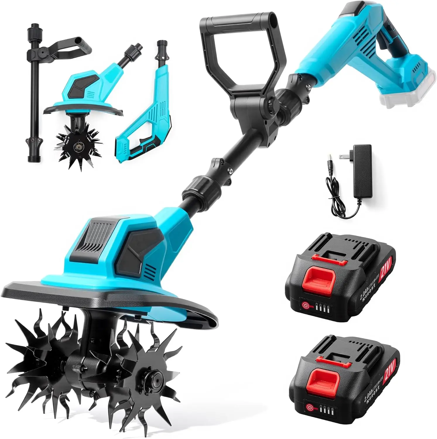 

Cordless Tiller Cultivator, 360RPM Electric Garden Tiller for Gardening, 9 inTilling Width and 6.6 in Depth Garden Rototiller fo