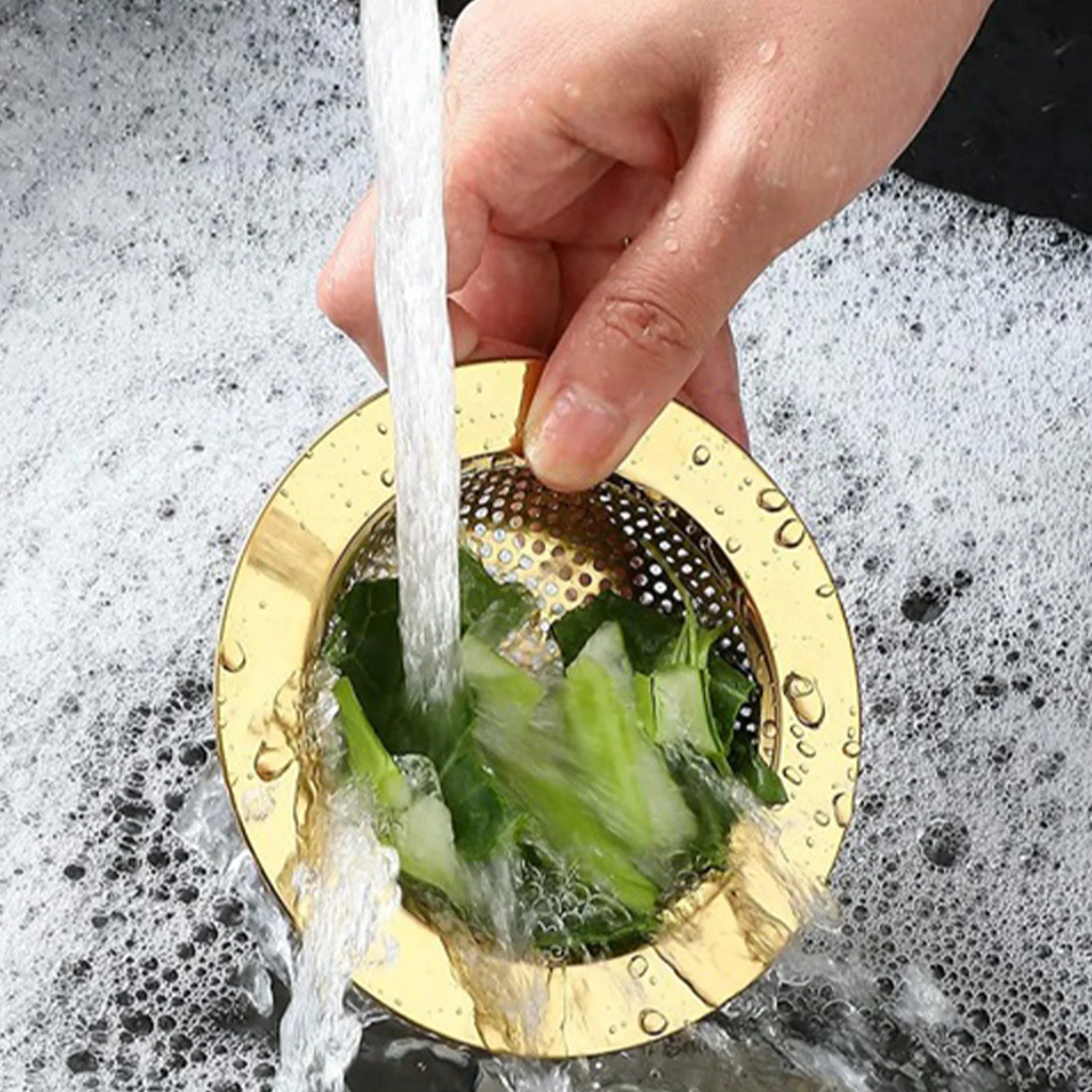 

Drainage Management Kit Gold Sink Basket Home Improvement Versatile Sink Strainer Kit Modern Aesthetic Protects Plumbing