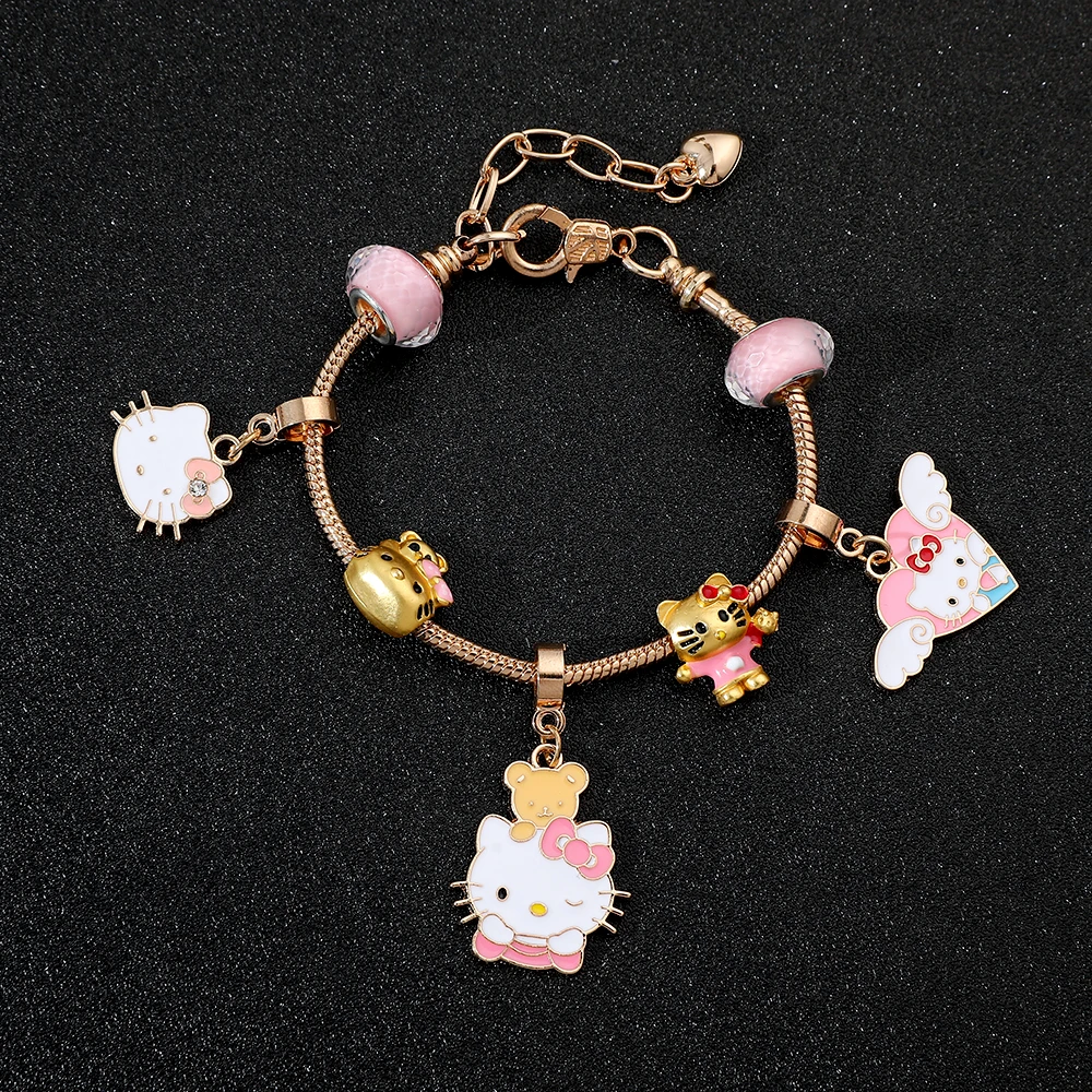 Hello Kitty Sanrio Kawaii Cartoon Cute Pandora Beaded Diy Bracelets Beads Anime Plush Toys for Girls Kids Toys Birthday Gift