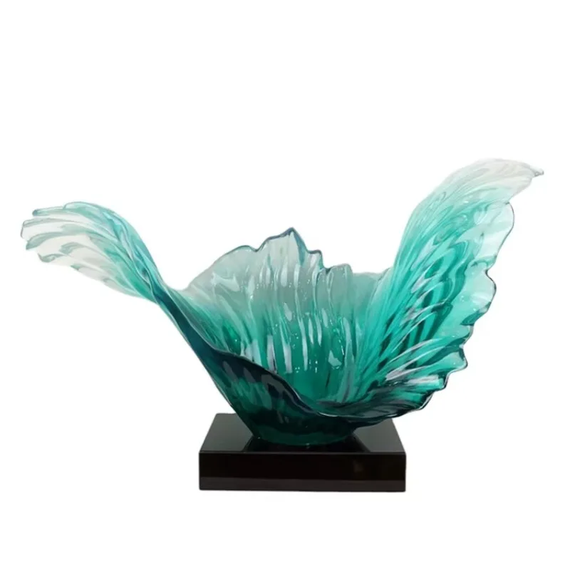 Indoor Sculpture Home Decoration Statue Ocean Wave Transparent Abstract Resin Sculpture