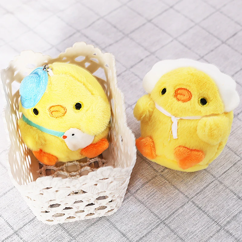 Cartoon Plush Little Yellow Chicken Toy Doll Keychain Pendants Lovely Mini Chicken Bag Keychain Pendants Cute Plush Toys Pendant