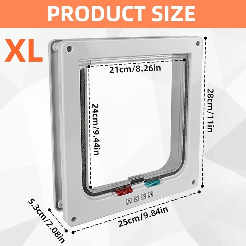 XL Large Cat Flap 28×25cm, Heavy Duty Weatherproof 4-Way Lock Pet Door, Easy Installation for Doors Walls Fences PD