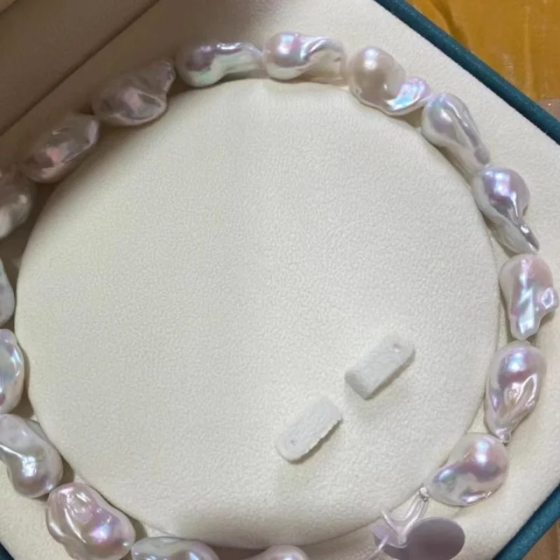 

Natural baroque pearl necklace with strong luster and slight imperfections, unique freshwater pearls